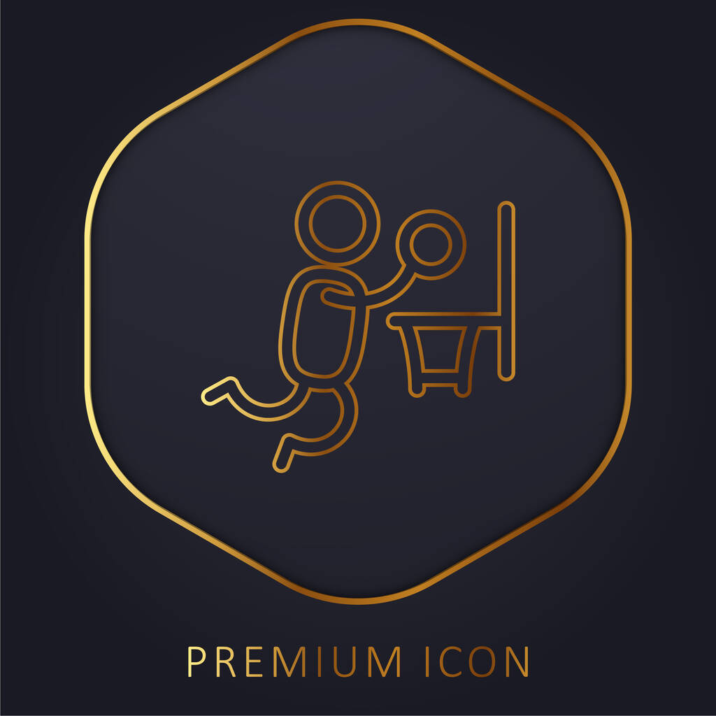 Kosárlabda játékos Jamming arany vonal prémium logó vagy ikon - Vektor, kép