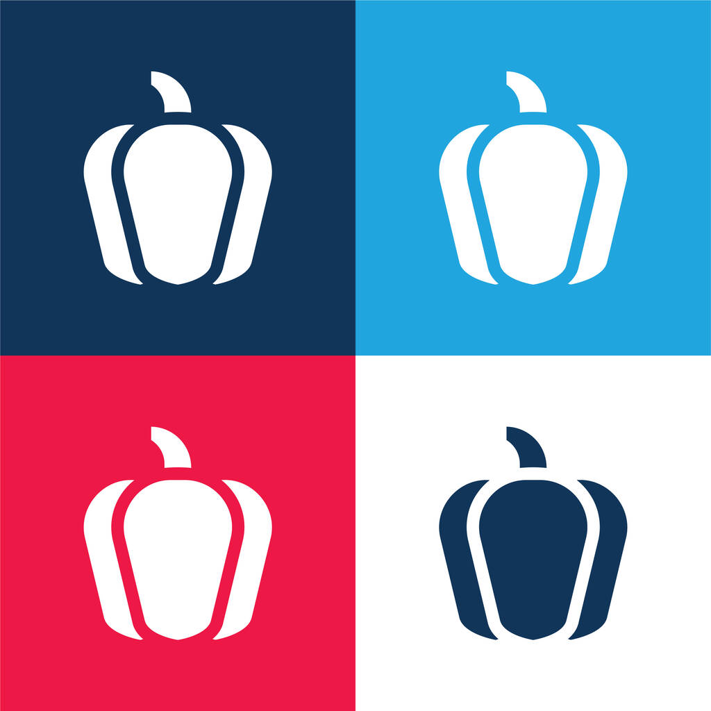 Bell Pepper modrá a červená čtyři barvy minimální ikona nastavena - Vektor, obrázek