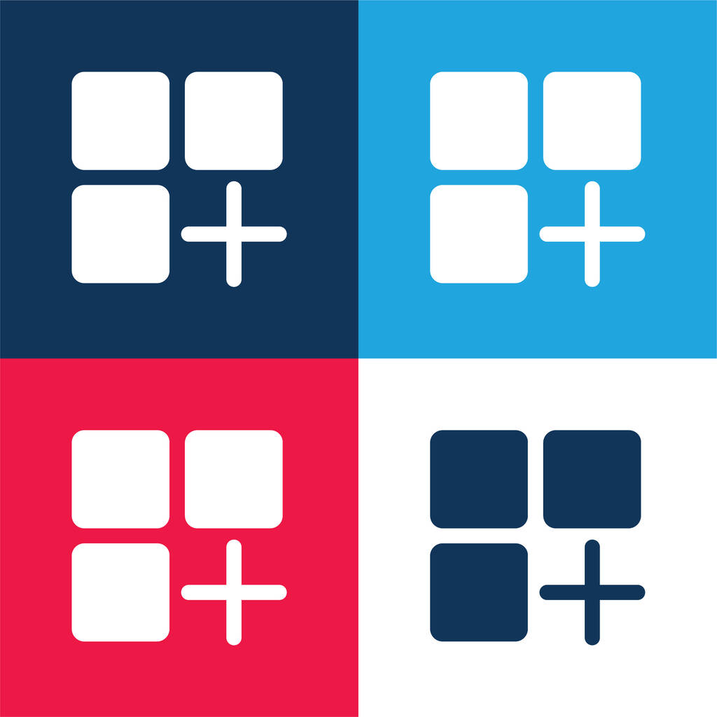 App kék és piros négy szín minimális ikon készlet - Vektor, kép