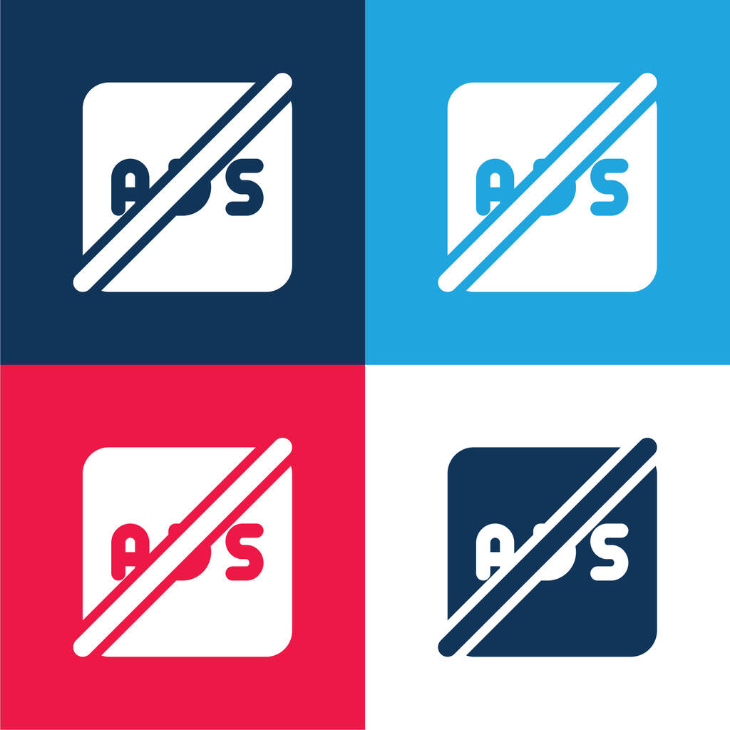 Ad Block azul e vermelho conjunto de ícones mínimos de quatro cores - Vetor, Imagem