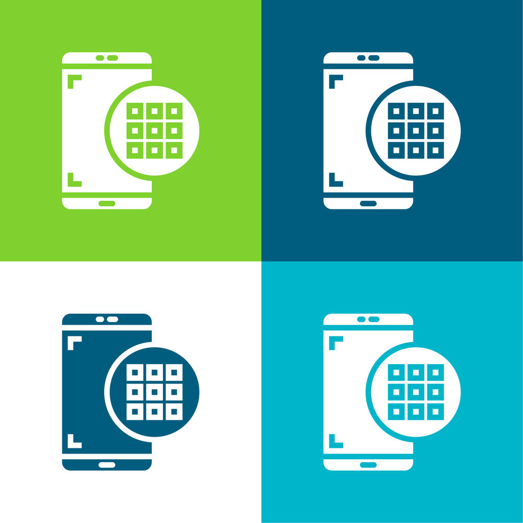 Applications Flat four color minimal icon set - Vector, Image
