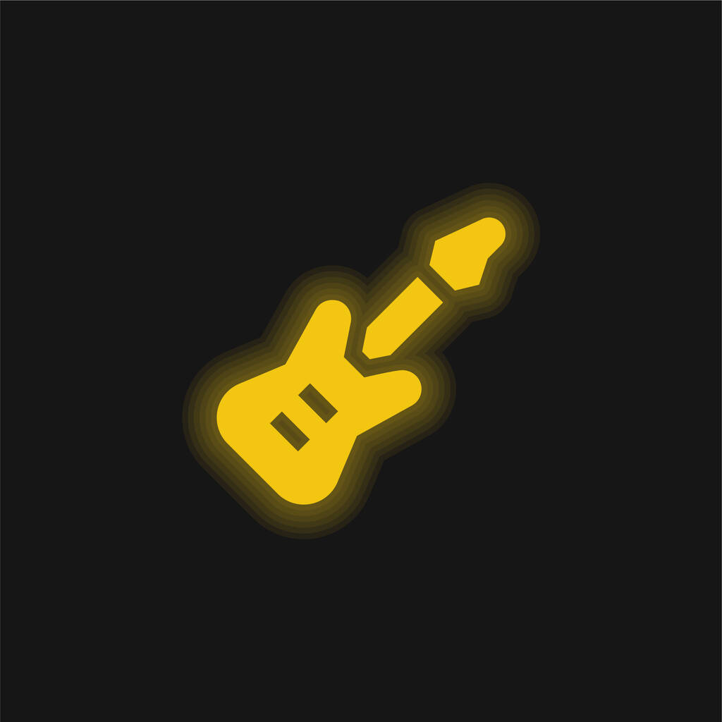 Bassová kytara žlutá zářící neonová ikona - Vektor, obrázek