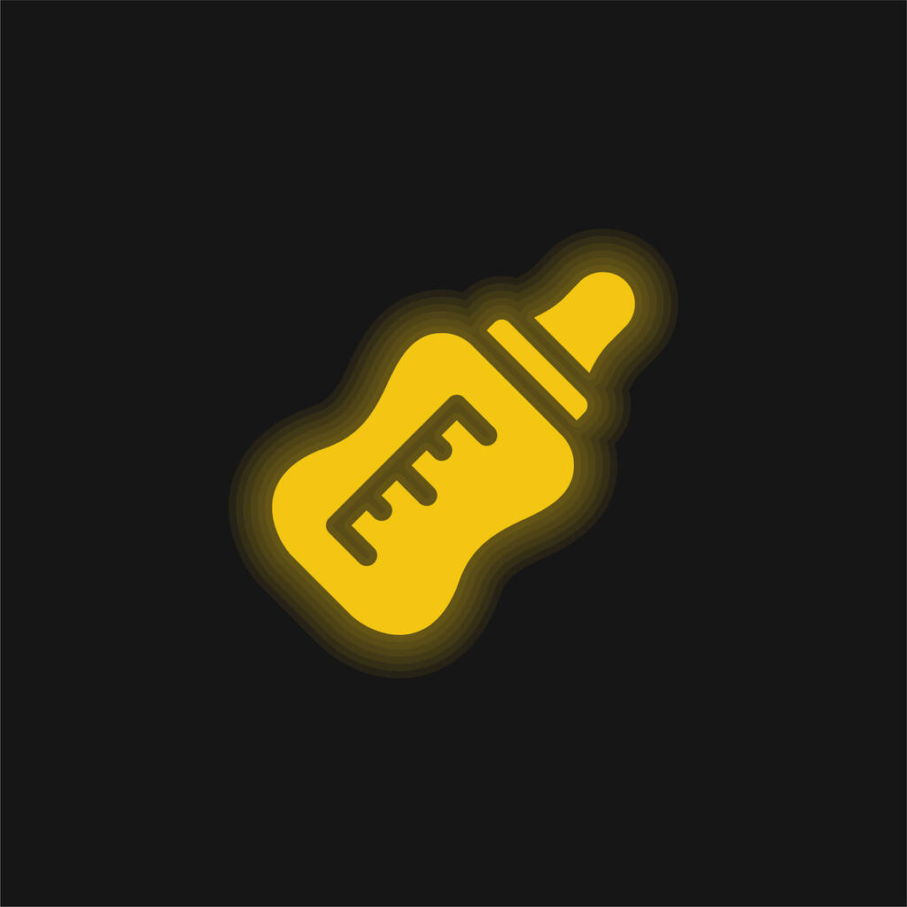 Baby Bottle yellow glowing neon icon - Vector, Image