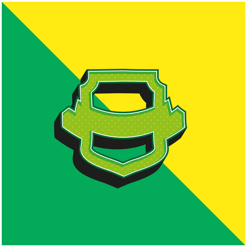 Award Shield Shape Grünes und gelbes modernes 3D-Vektor-Symbol-Logo - Vektor, Bild
