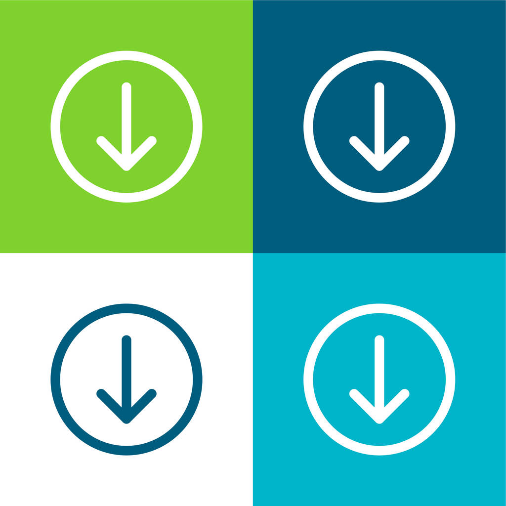 Arrow Down Flat 4-кольоровий мінімальний набір ікон - Вектор, зображення