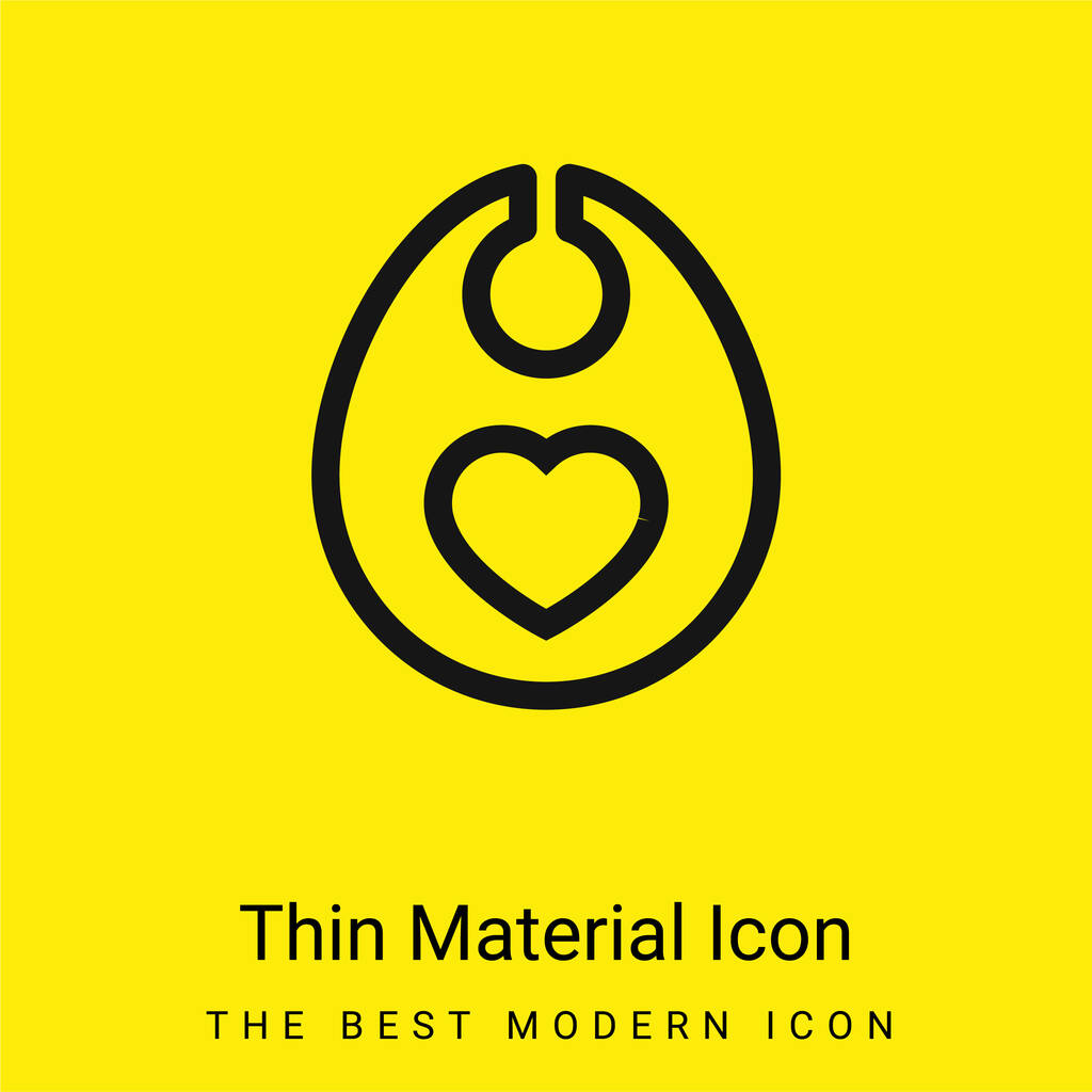 Baby Bib se srdcem obrys minimální jasně žlutý materiál ikona - Vektor, obrázek