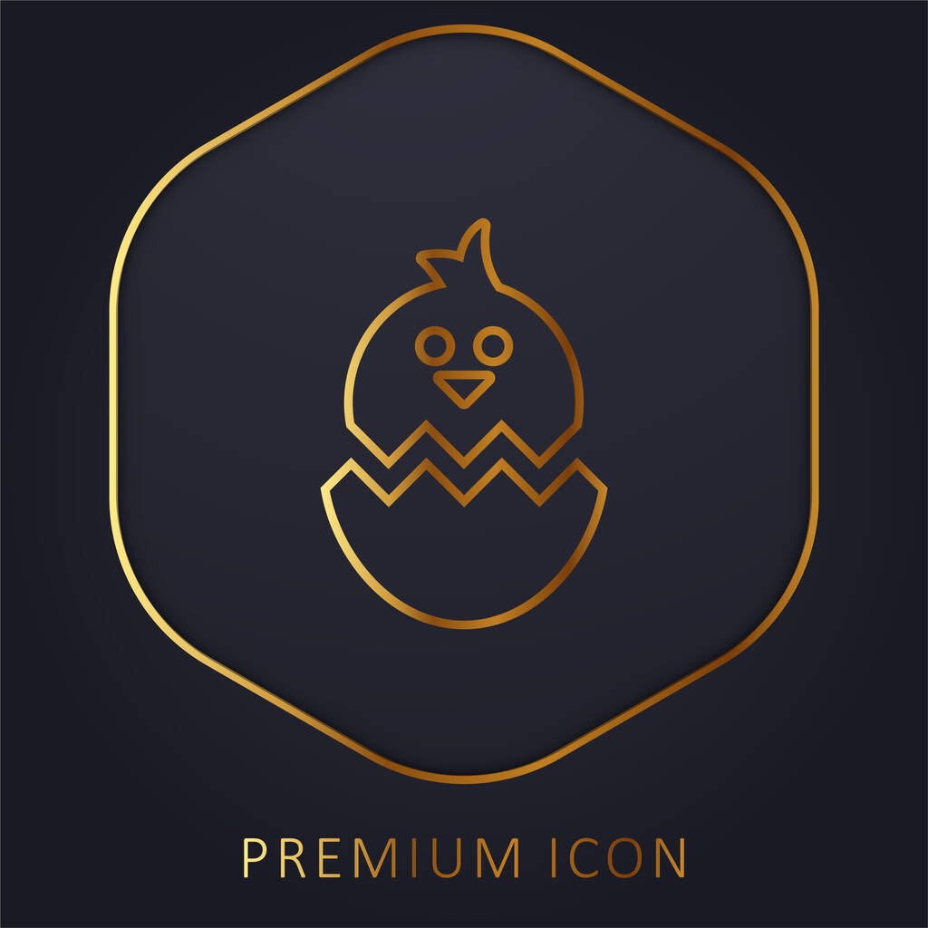 Boken Ei mit Huhn goldene Linie Premium-Logo oder Symbol - Vektor, Bild