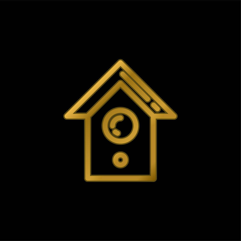 Bird House oro placcato icona metallica o logo vettore - Vettoriali, immagini