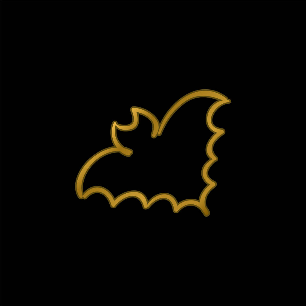 Esquema murciélago chapado en oro icono metálico o logo vector - Vector, Imagen