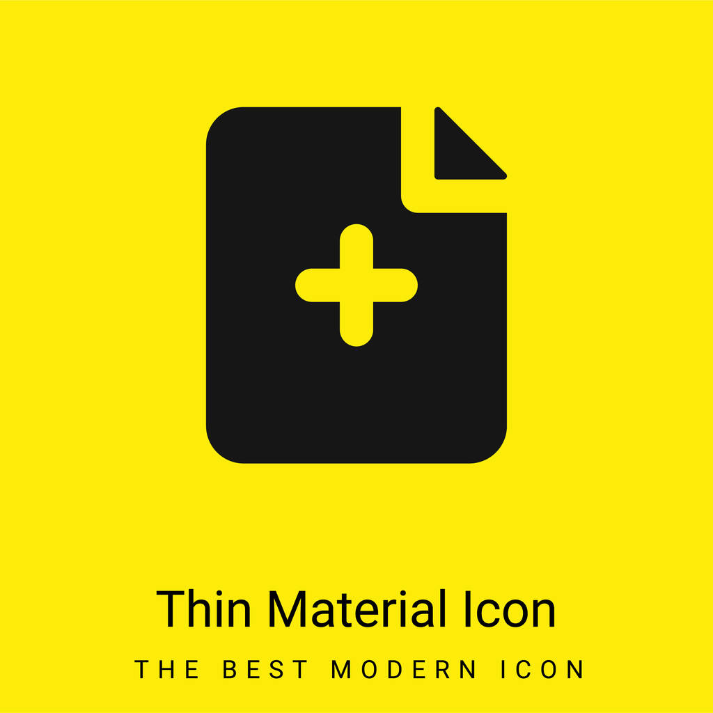 Adicionar File ícone material amarelo brilhante mínimo - Vetor, Imagem