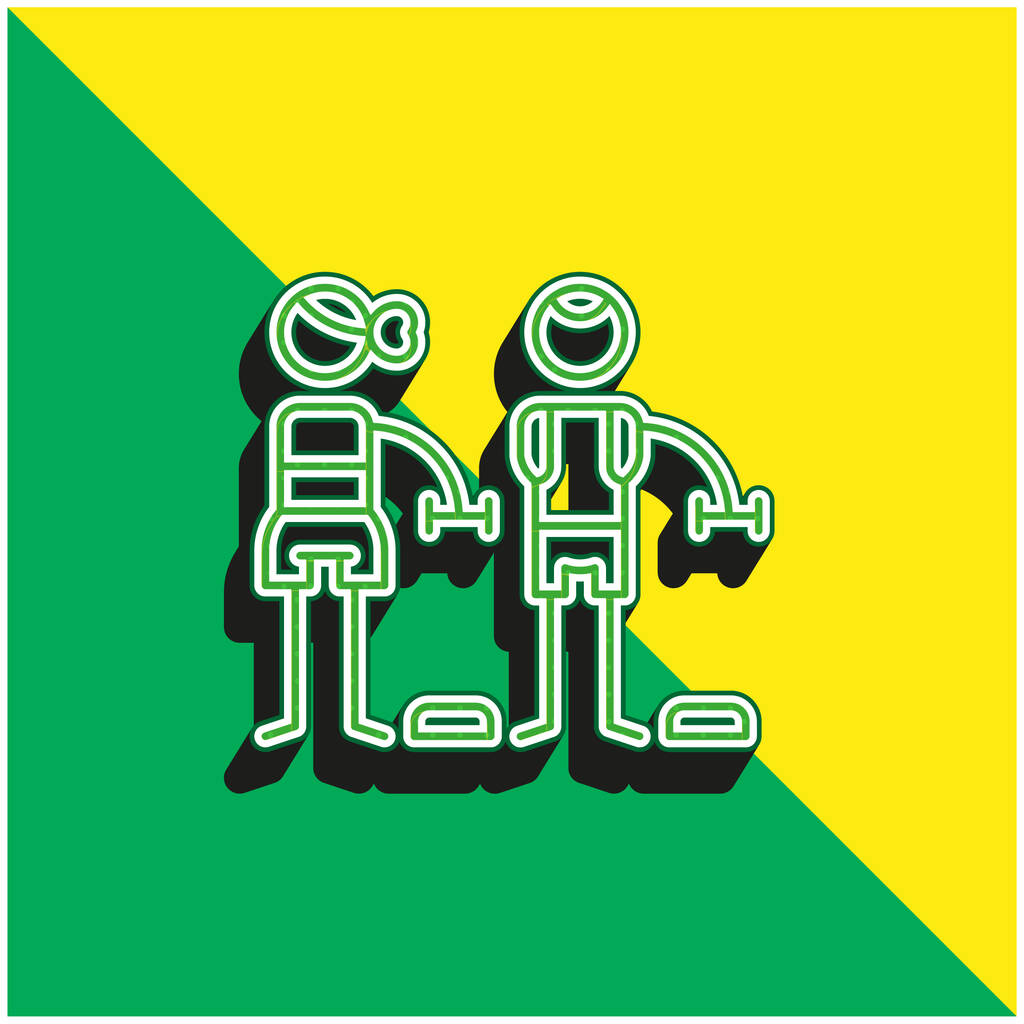 Bodypump Πράσινο και κίτρινο σύγχρονο 3d διάνυσμα εικονίδιο λογότυπο - Διάνυσμα, εικόνα