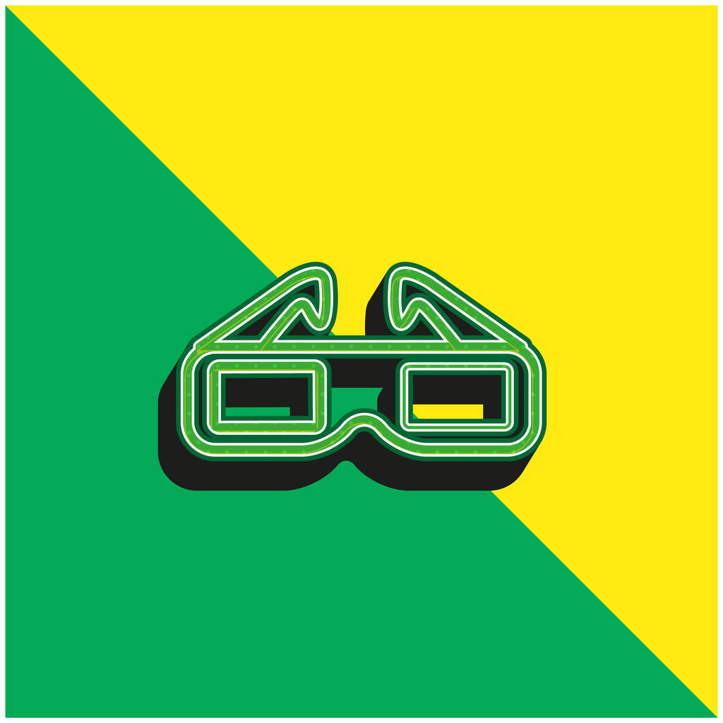 映画のための3D眼鏡緑と黄色の近代的な3Dベクトルアイコンのロゴ - ベクター画像