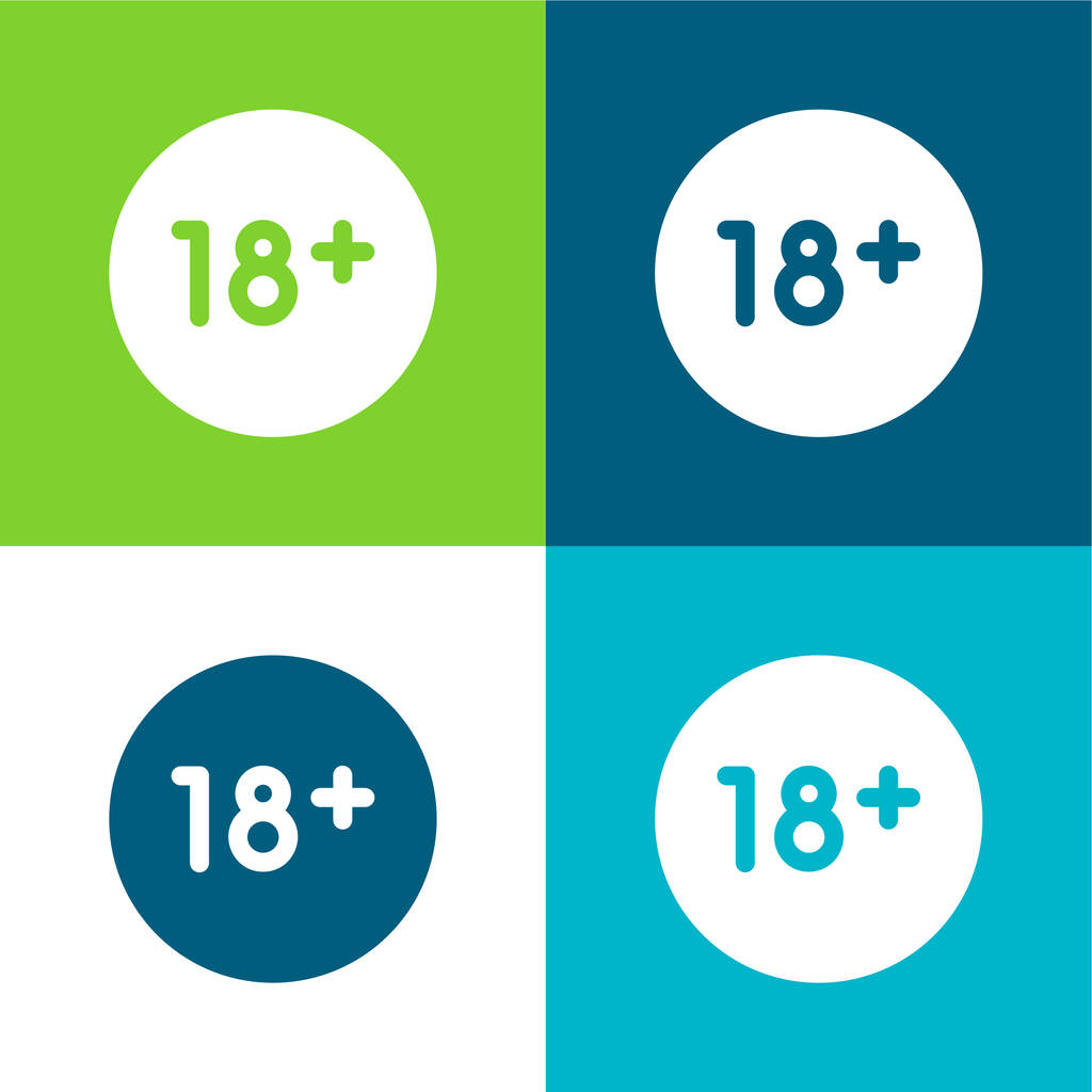 Age Limit Lapos négy szín minimális ikon készlet - Vektor, kép