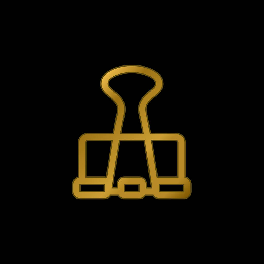 Clip grande chapado en oro icono metálico o vector de logotipo - Vector, imagen
