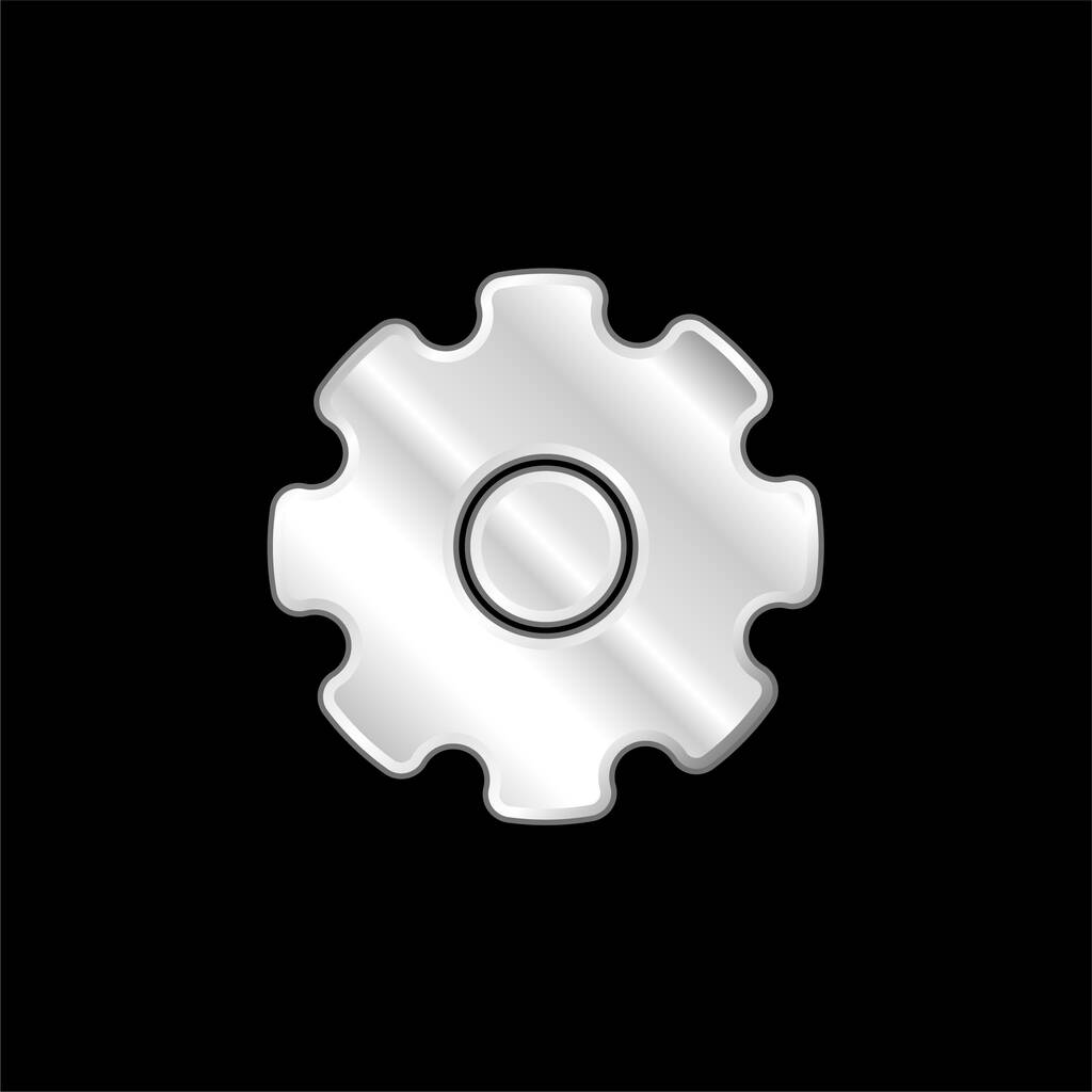 Grande Cogwheel argento placcato icona metallica - Vettoriali, immagini