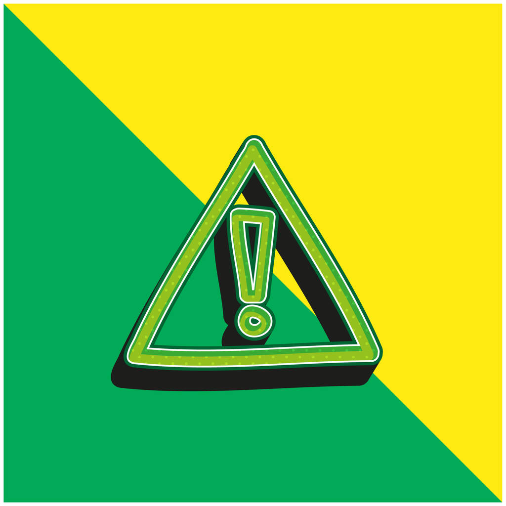 Alerta mano dibujado signo verde y amarillo moderno vector 3d icono logo - Vector, imagen