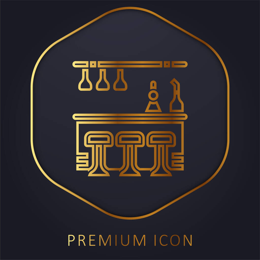 Логотип или иконка золотой линии Bar Counter - Вектор,изображение