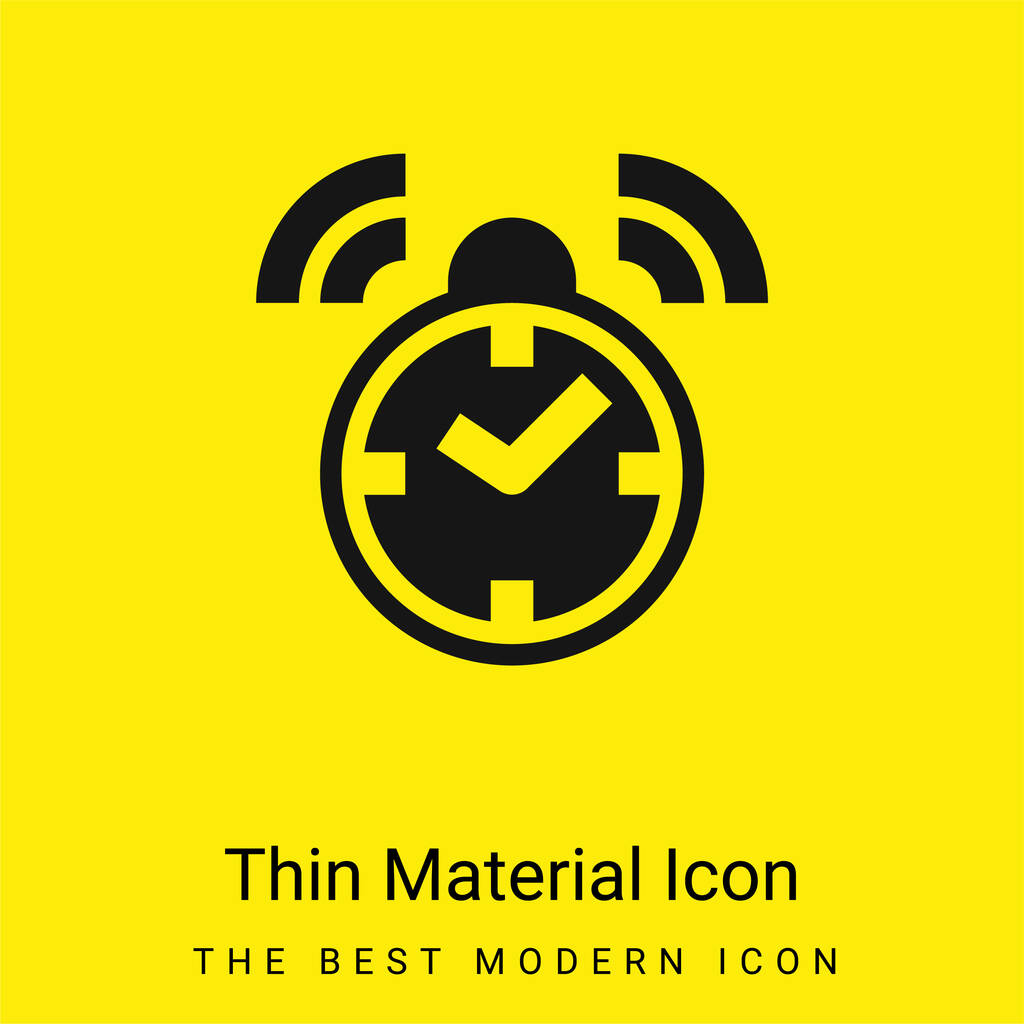 Réveil minimaliste icône matériau jaune vif - Vecteur, image