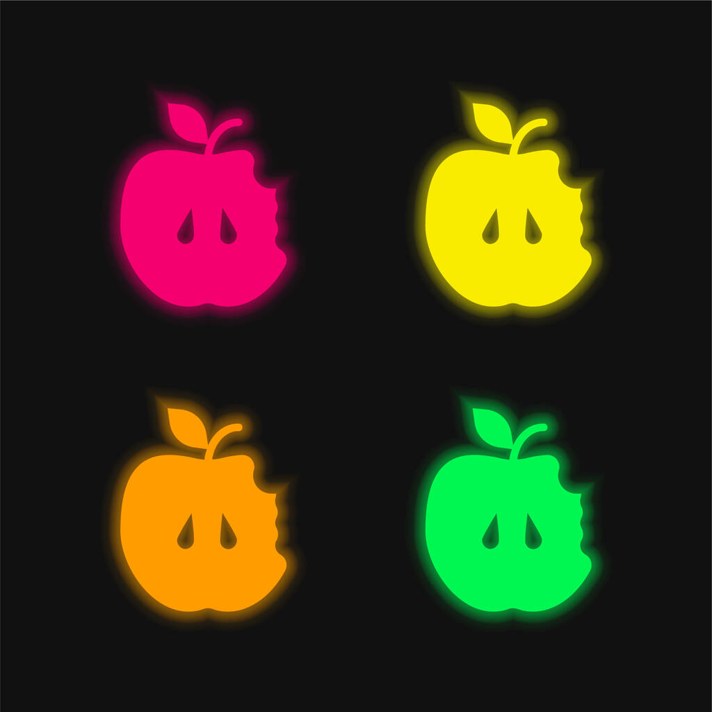 Apple dört renk parlayan neon vektör simgesi - Vektör, Görsel