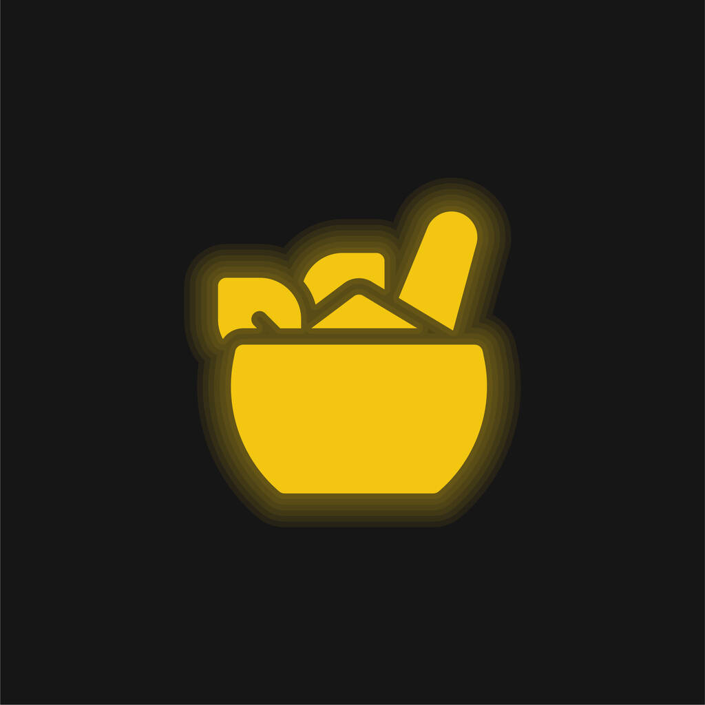Ayurvédikus sárga izzó neon ikon - Vektor, kép