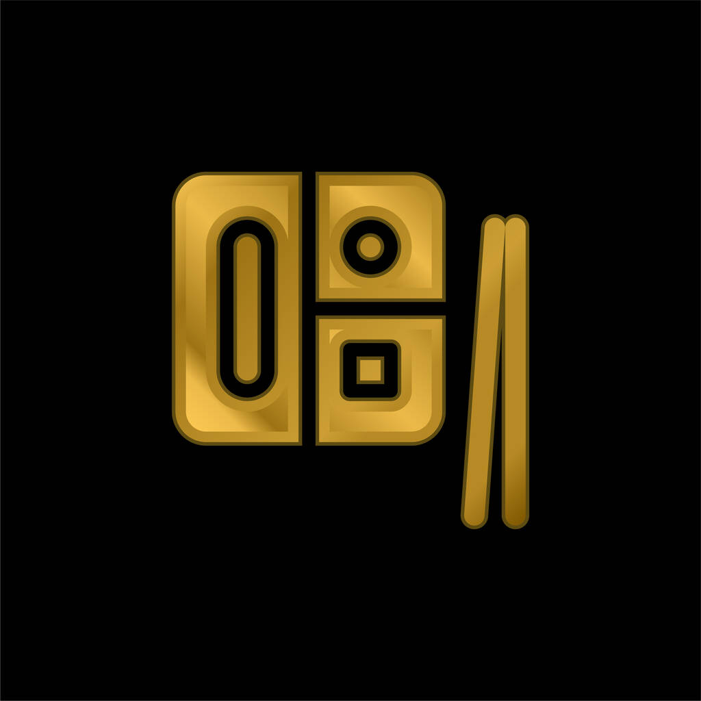 Bento chapado en oro icono metálico o logo vector - Vector, Imagen