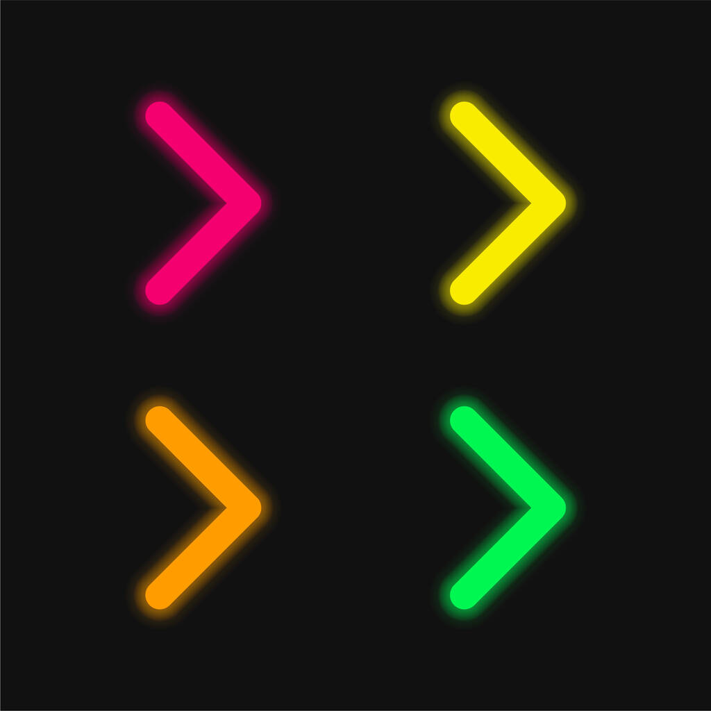Pfeil zeigt nach rechts vier farbig leuchtende Neon-Vektorsymbole - Vektor, Bild