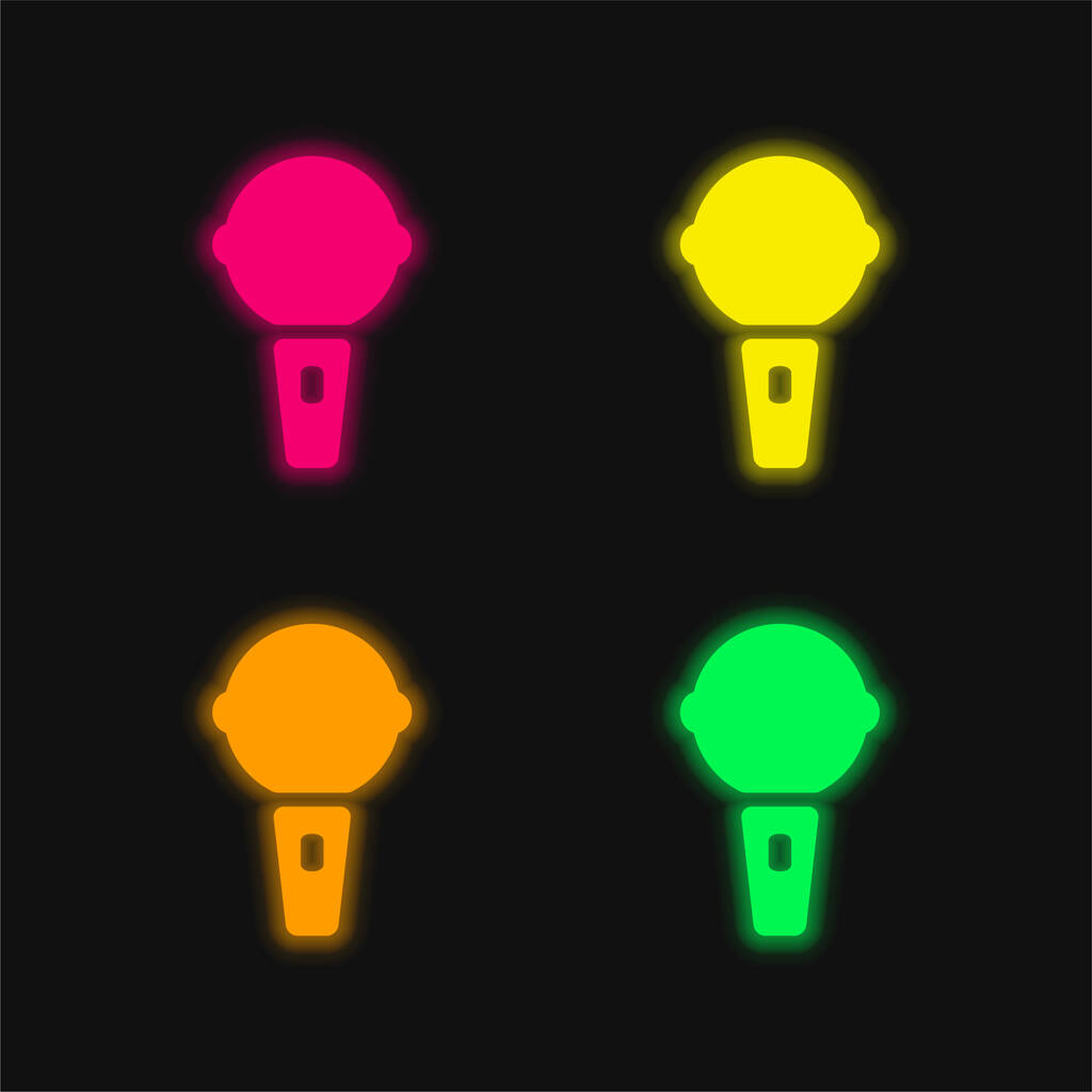 Big Karaoke Microfono quattro colori luminosi icona vettoriale al neon - Vettoriali, immagini