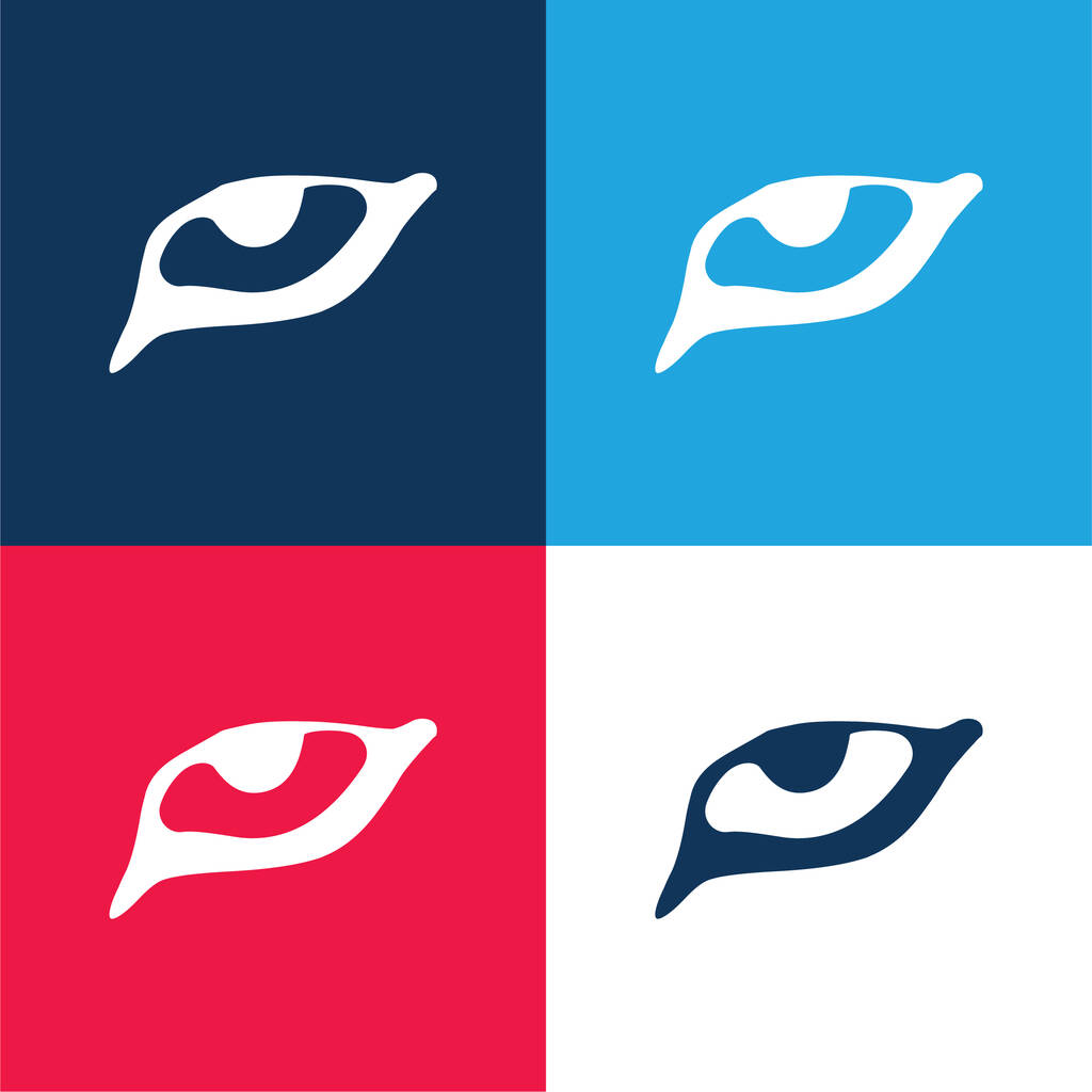 Animal Eye azul y rojo conjunto de iconos mínimo de cuatro colores - Vector, Imagen