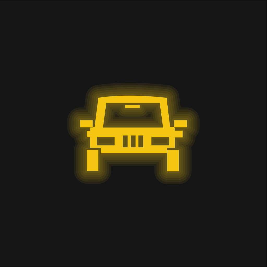 All Terrain Veículo amarelo brilhante ícone de néon - Vetor, Imagem