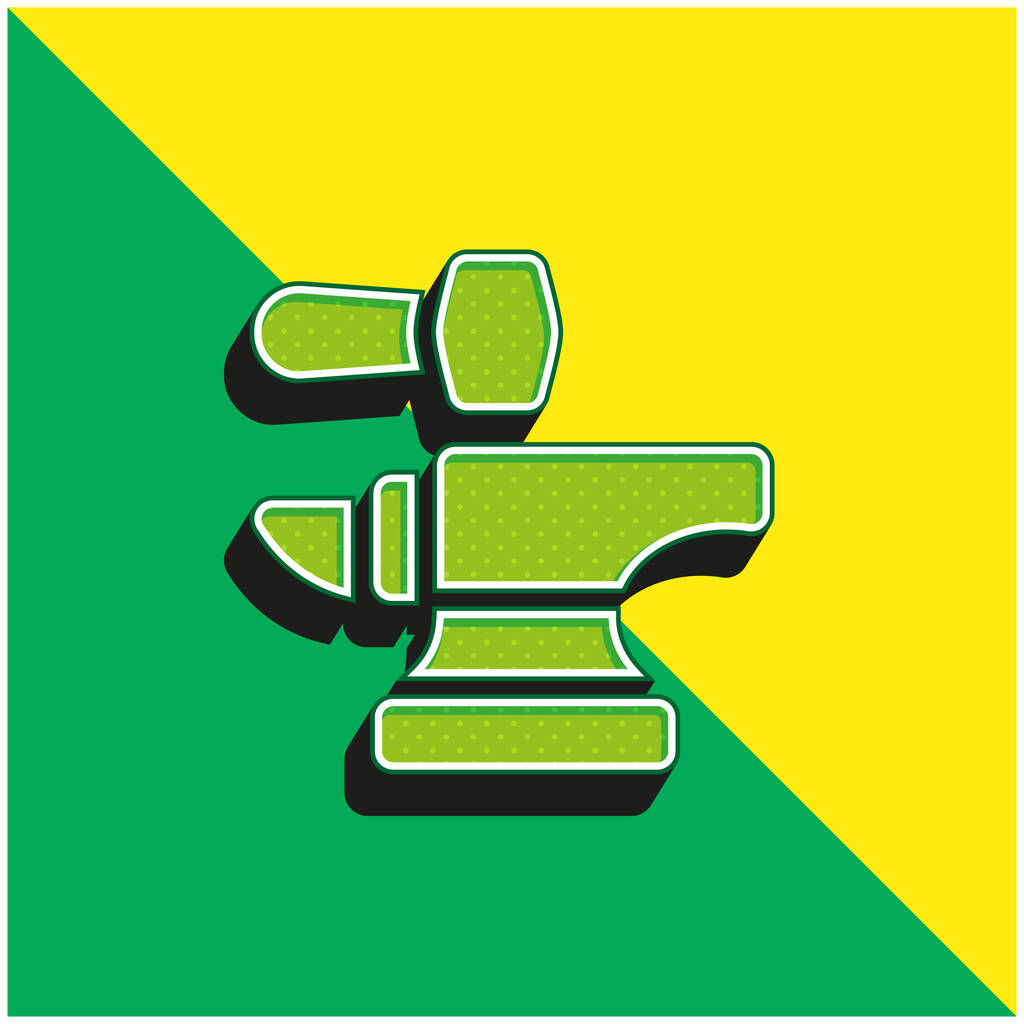 Yunque verde y amarillo moderno 3d vector icono logotipo - Vector, imagen