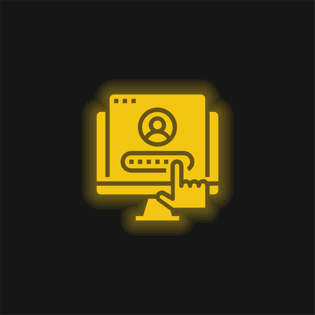 Account yellow glowing neon icon - Vector, Image