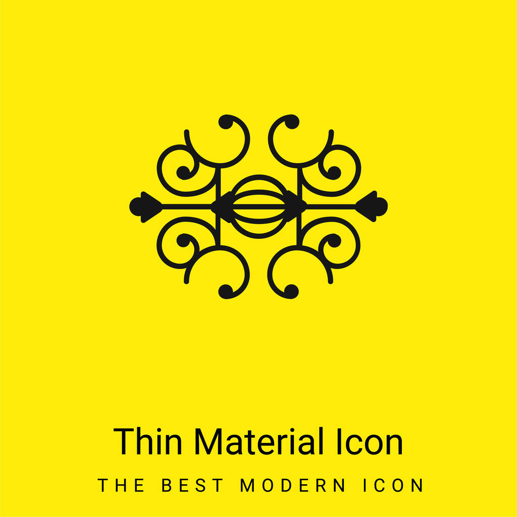Bola rodeada de espirales mínimo icono de material amarillo brillante - Vector, Imagen