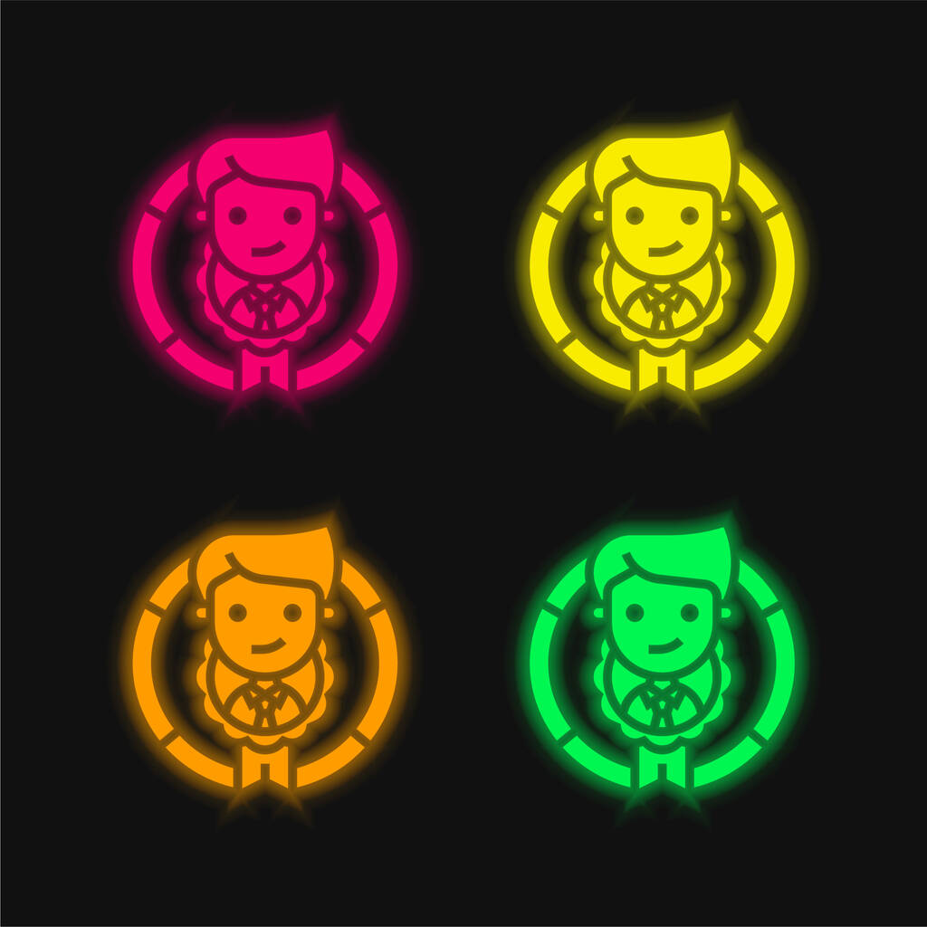 Appraisal four color glowing neon vector icon - Vector, Image