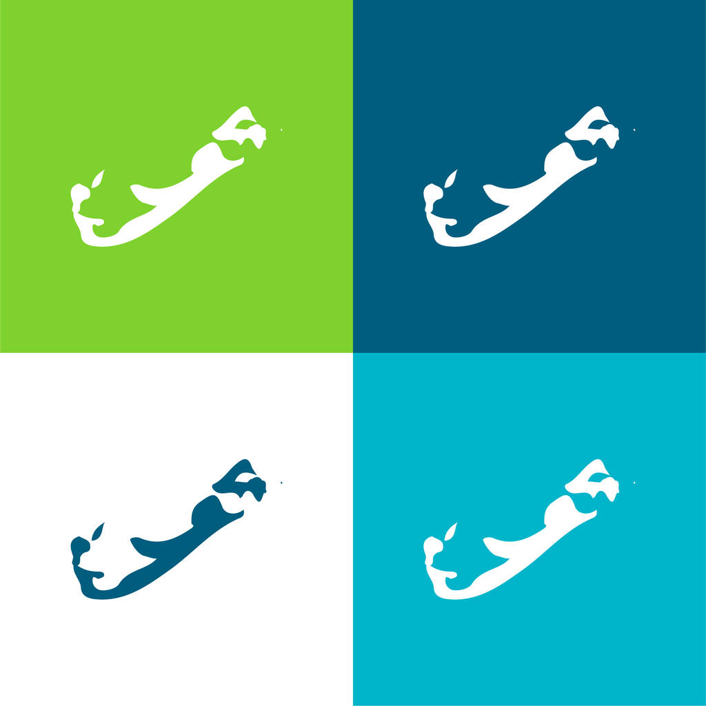 Bermuda Plano quatro cores conjunto de ícones mínimos - Vetor, Imagem