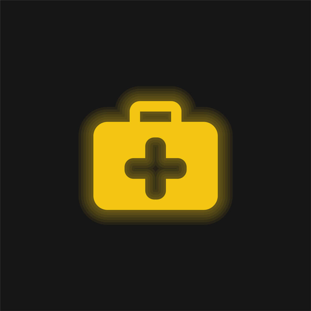Briefcase amarelo brilhante ícone de néon - Vetor, Imagem