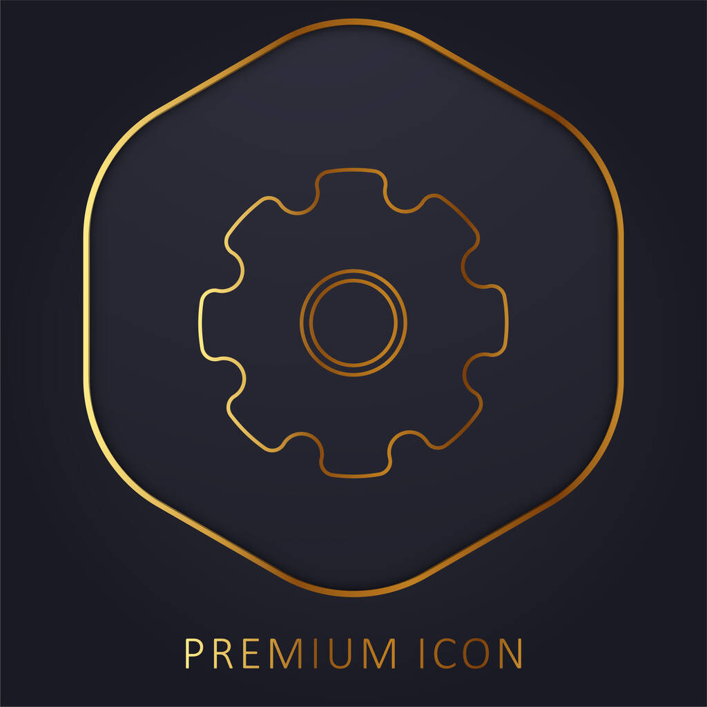 Big Cogwheel golden line premium logo or icon - Vector, Image