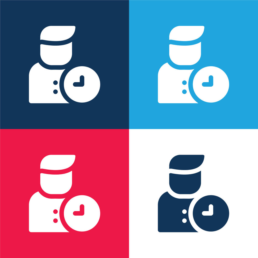 Nomeação azul e vermelho conjunto de ícones mínimos de quatro cores - Vetor, Imagem