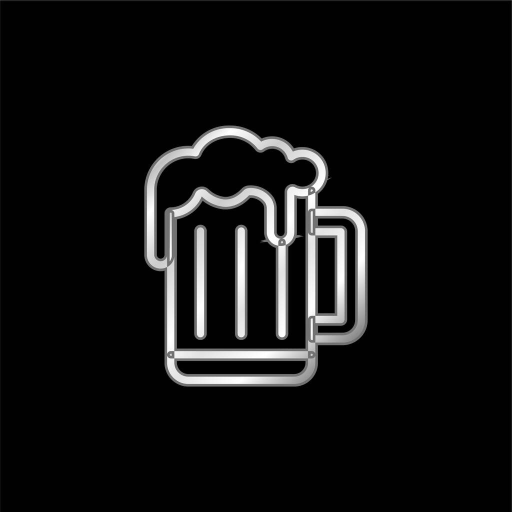 Tasse à bière icône métallique argentée - Vecteur, image