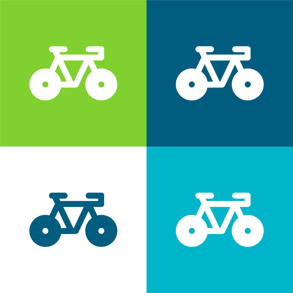 Kerékpár Lapos négy szín minimális ikon készlet - Vektor, kép