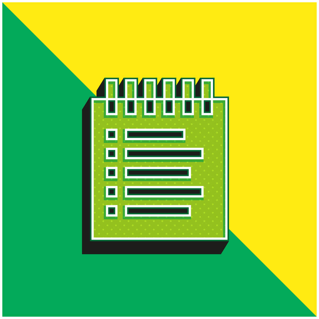 予約リスト緑と黄色のモダンな3Dベクトルアイコンのロゴ - ベクター画像