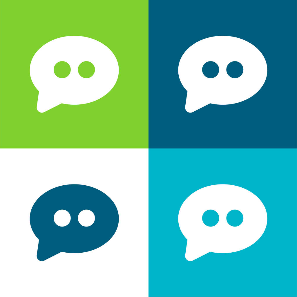 Big Speech Bubble Flat conjunto de iconos mínimos de cuatro colores - Vector, Imagen