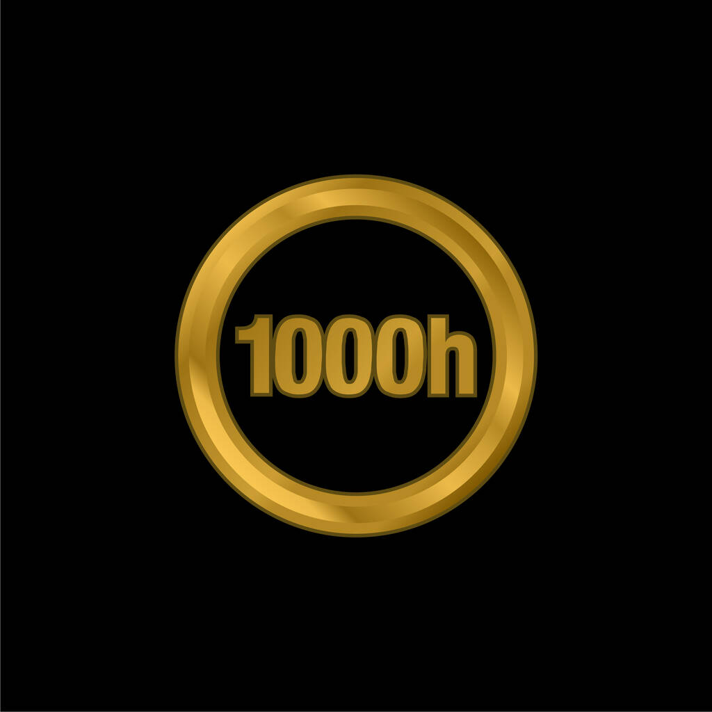 1000h Indicateur de lampe d'étiquette circulaire plaqué or icône métallique ou logo vecteur - Vecteur, image