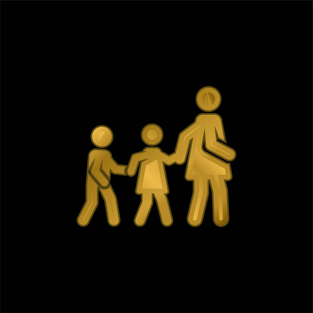 Babysitter chapado en oro icono metálico o logo vector - Vector, Imagen
