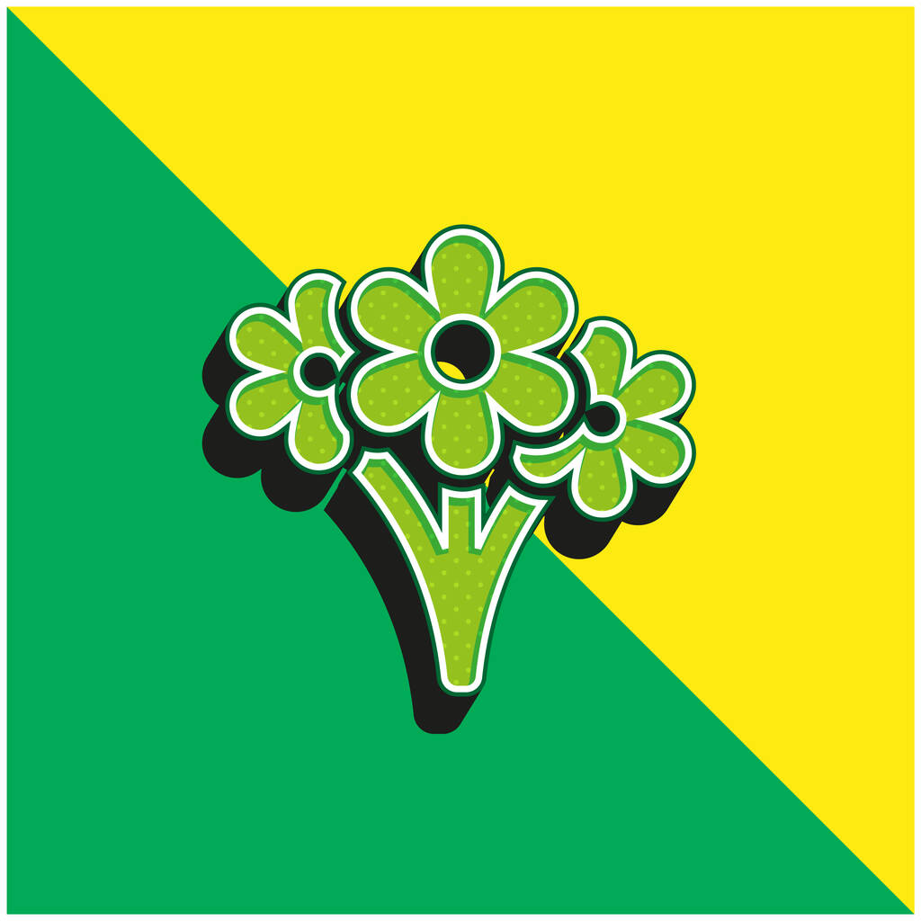 Bouquet verde y amarillo moderno vector 3d icono del logotipo - Vector, imagen