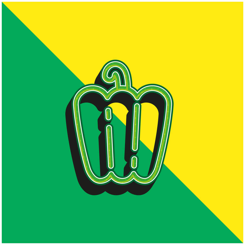 Bell Pepper Zöld és sárga modern 3D vektor ikon logó - Vektor, kép