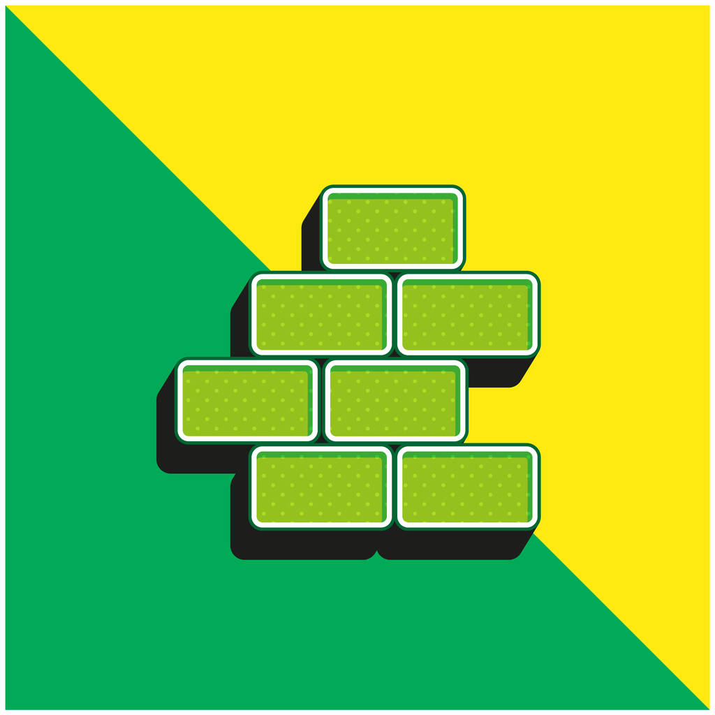 Ladrillos verde y amarillo moderno vector 3d icono del logotipo - Vector, Imagen