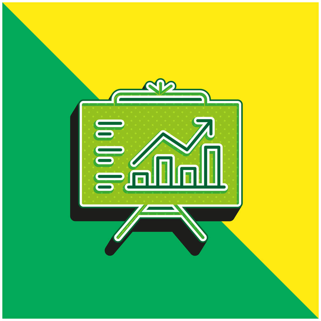 Analytics Groen en geel modern 3D vector icoon logo - Vector, afbeelding