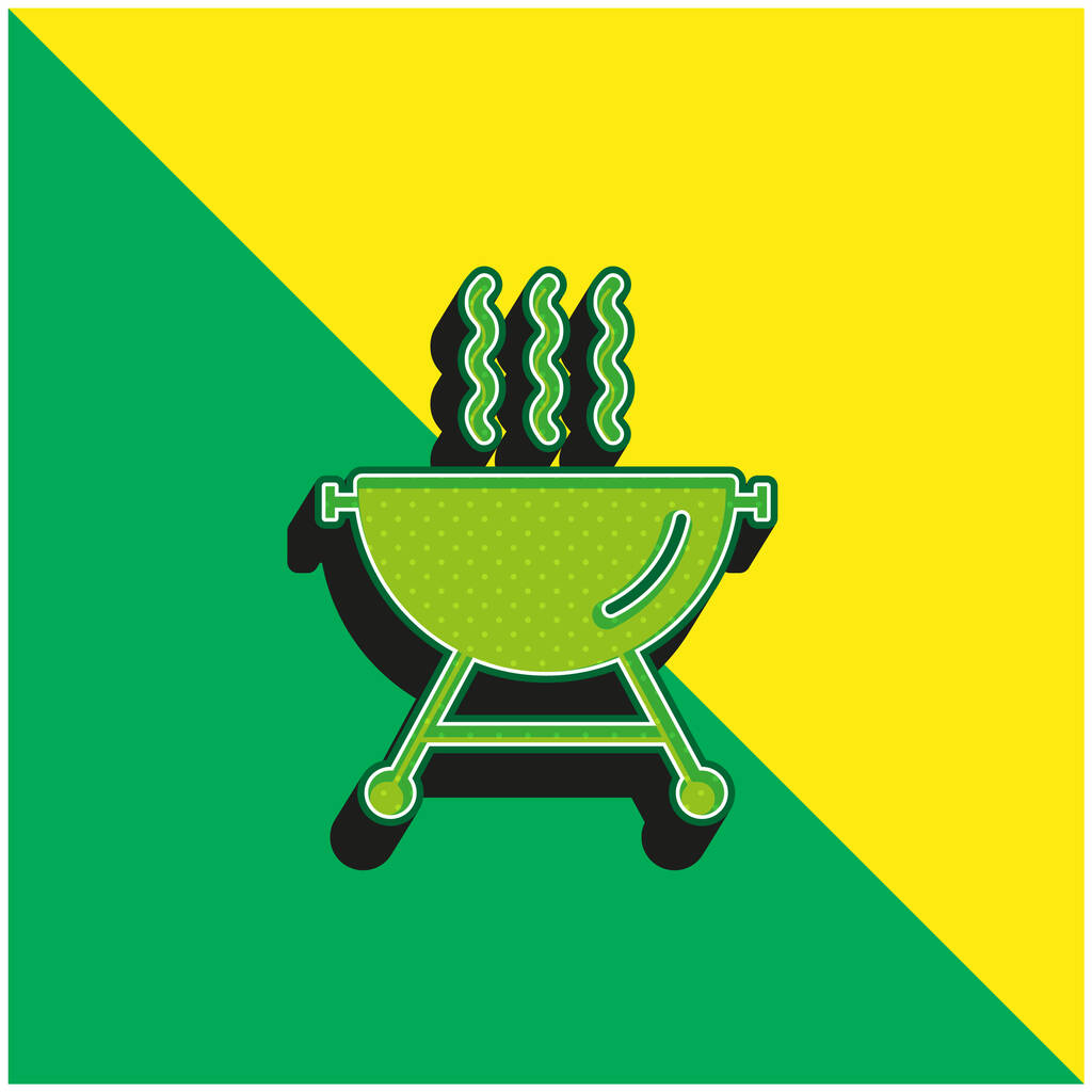 Grill füstölgő zöld és sárga modern 3D vektor ikon logó - Vektor, kép