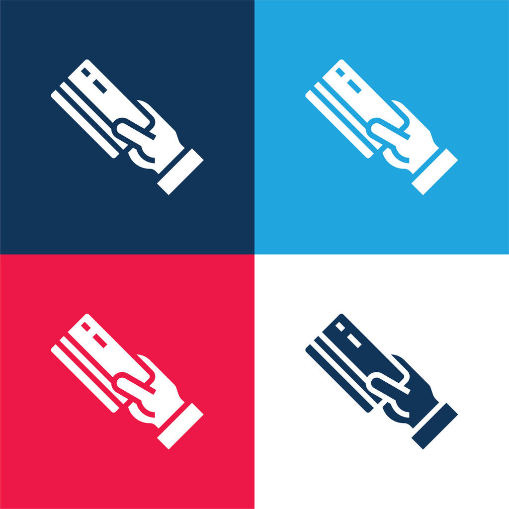ATM azul e vermelho conjunto de ícones mínimos de quatro cores - Vetor, Imagem