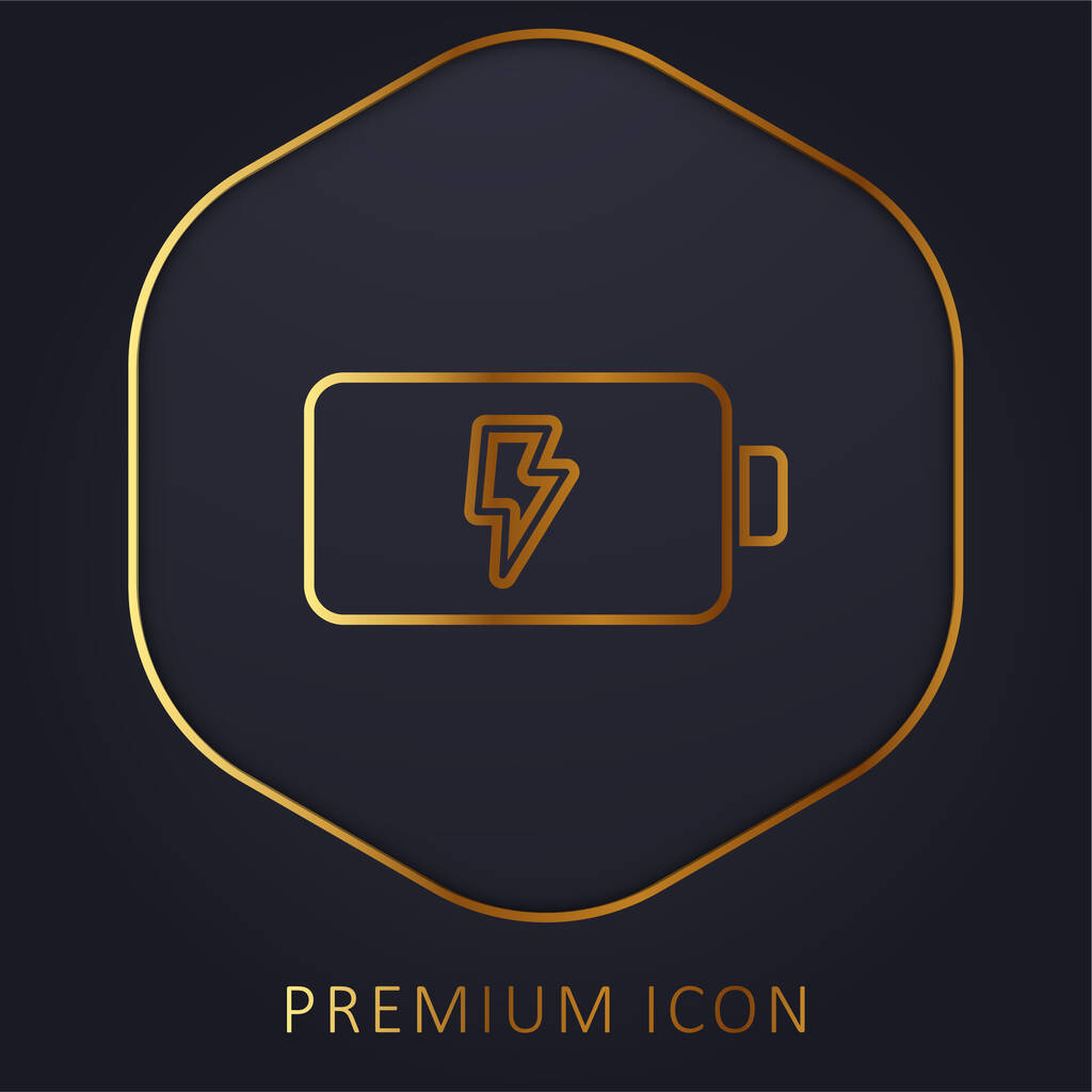 Battery golden line premium logo or icon - Vector, Image